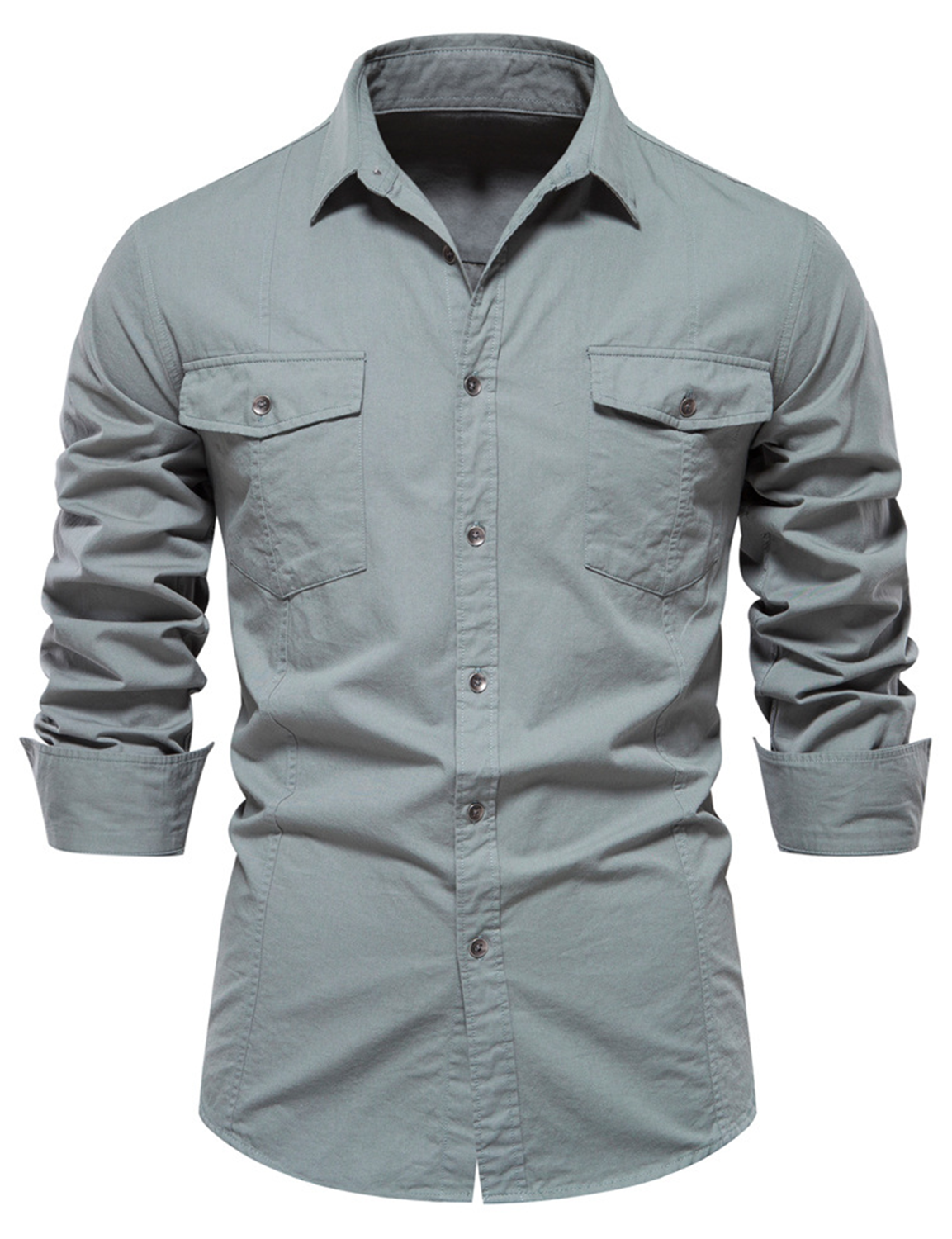 Camicia da uomo in cotone a maniche lunghe con taschino