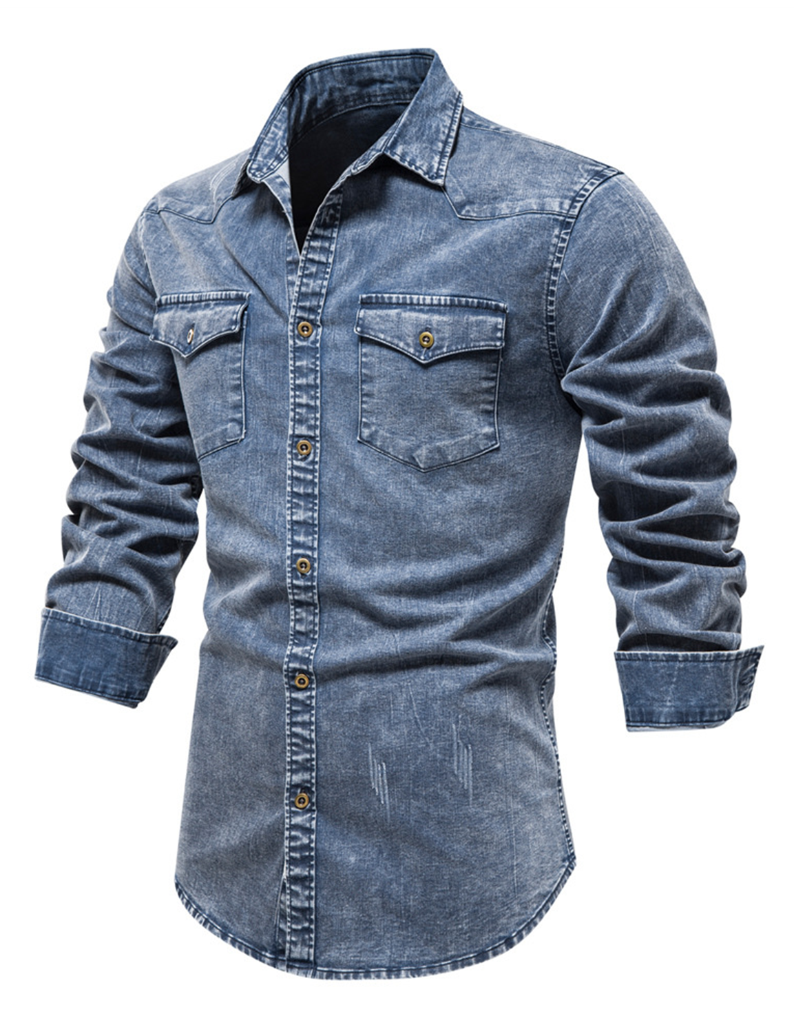 Camicia da uomo a maniche lunghe in denim retrò