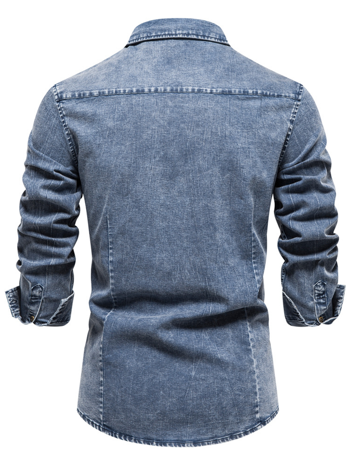 Camicia da uomo a maniche lunghe in denim retrò