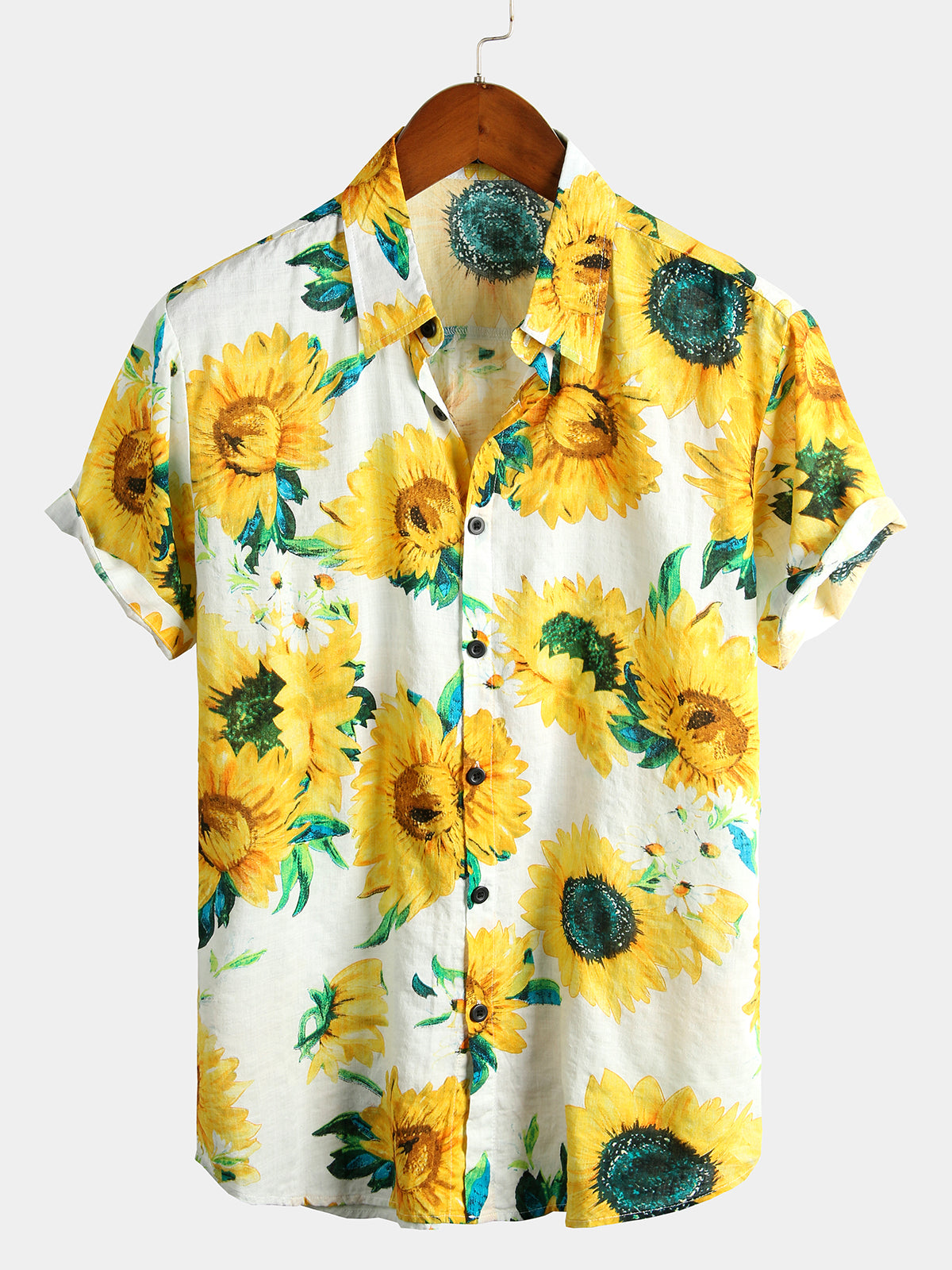 Herren Kurzärmliges Hawaiihemd mit Blumenmuster