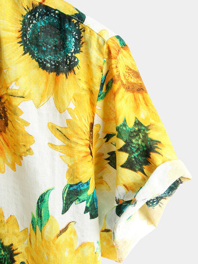 Herren Kurzärmliges Hawaiihemd mit Blumenmuster