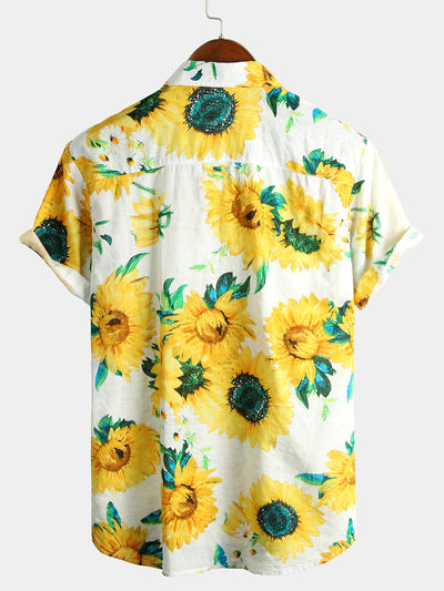 Herren Kurzärmliges Hawaiihemd mit Blumenmuster