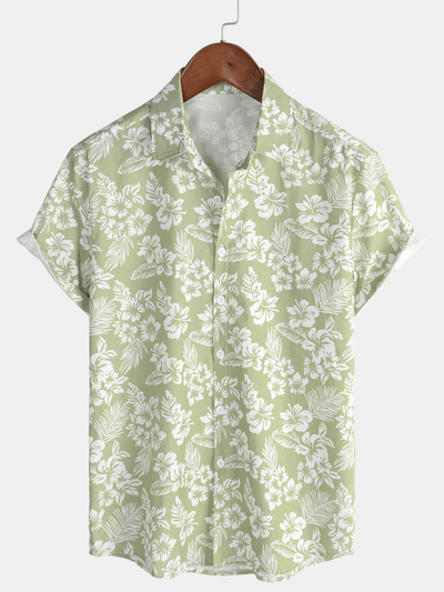 Herren Kurzarm Hawaii Resort Sommerhemd mit Blumenmuster