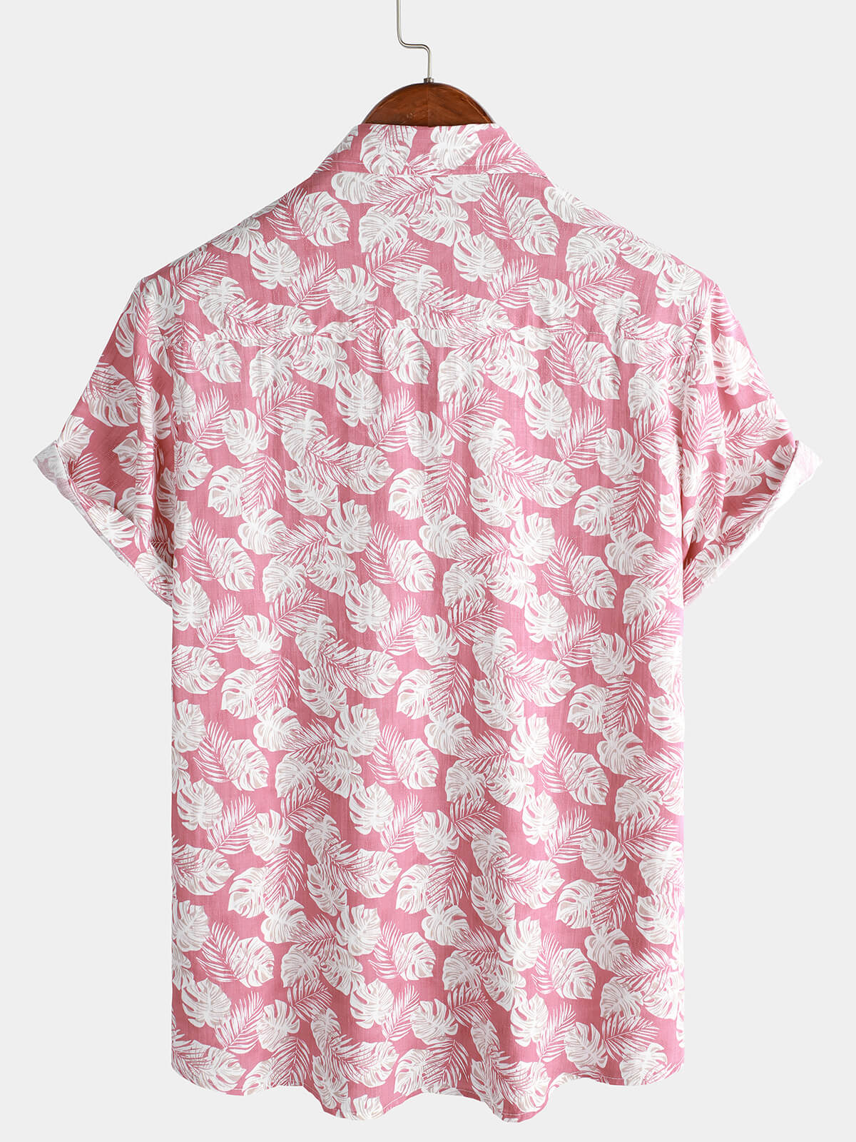 Herren Hawaii-Kurzarmhemd Baumwolle Rosa