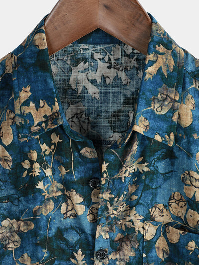 Camicia estiva da vacanza a maniche corte da uomo blu