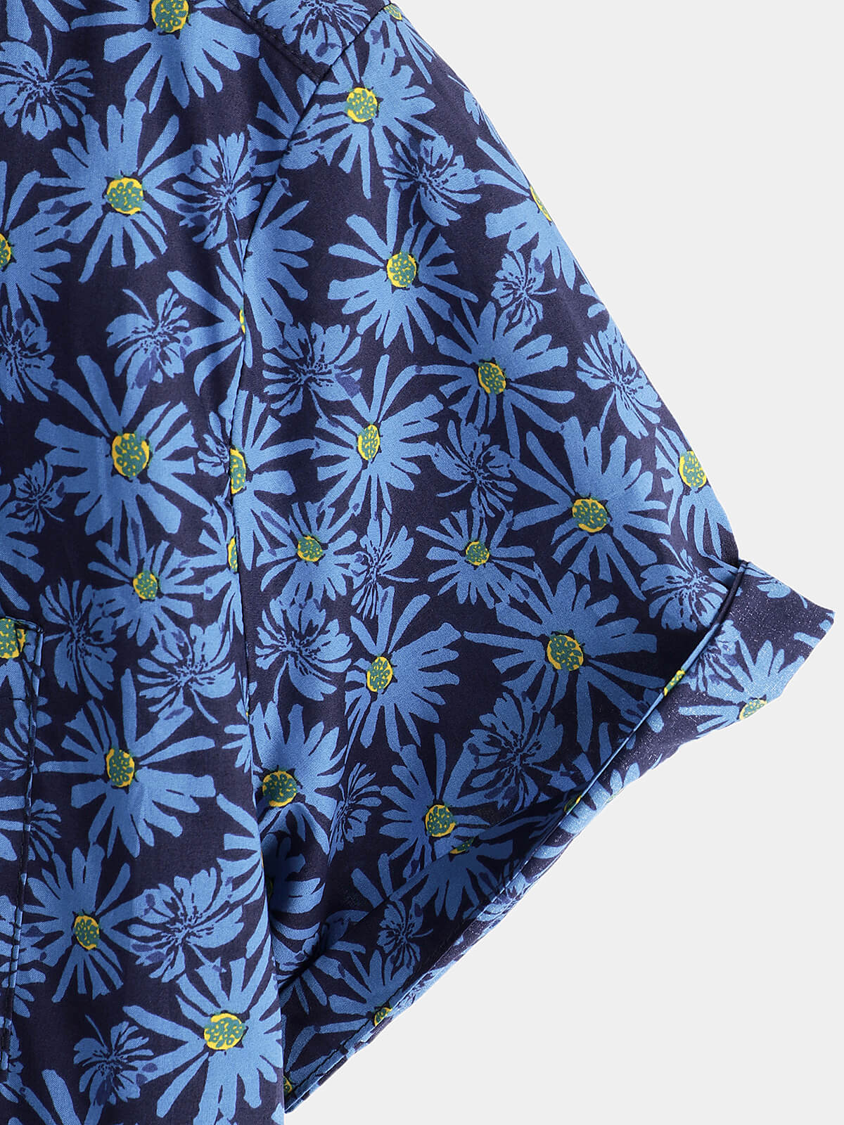 Herren Kurzarmhemd mit Blau Blumenmuster