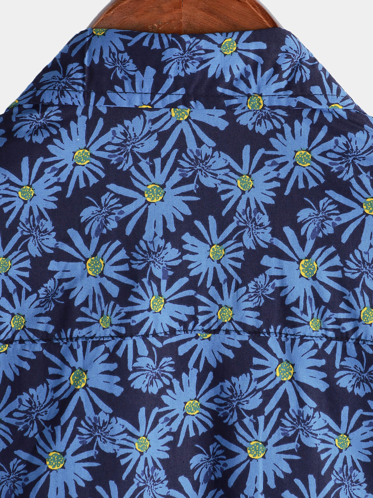 Herren Kurzarmhemd mit Blau Blumenmuster