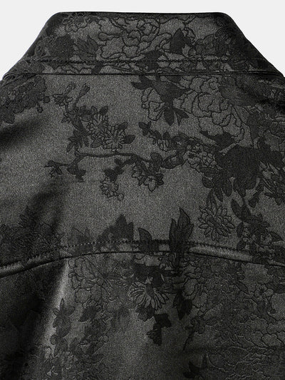 Herren Jacquard Blumen Kurzarmhemd