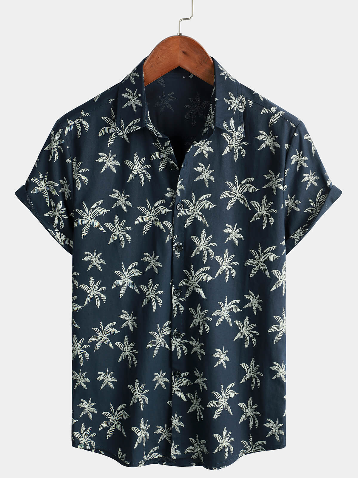 Herren Hawaiihemd aus Baumwolle Navy Blau