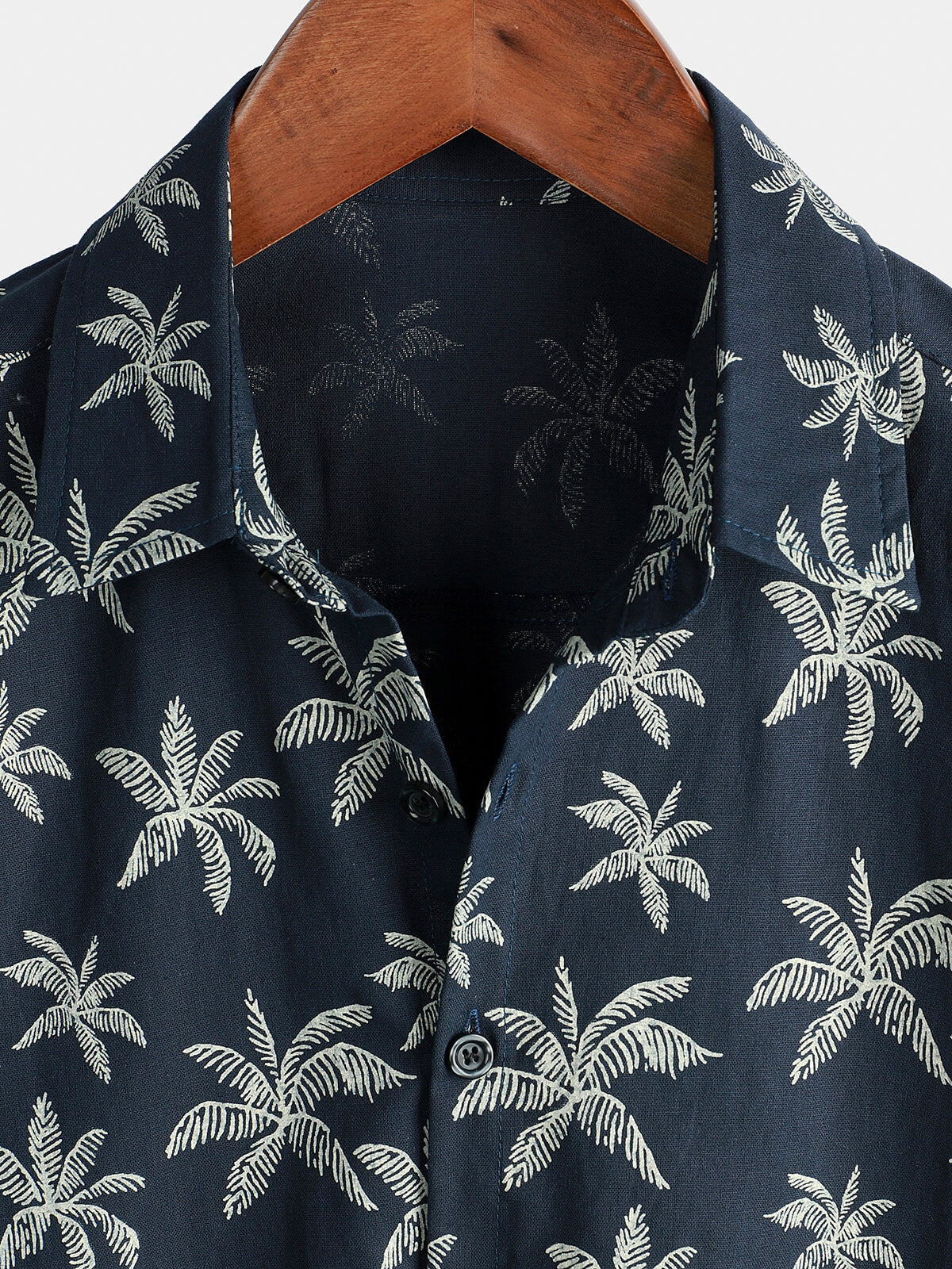 Herren Hawaiihemd aus Baumwolle Navy Blau