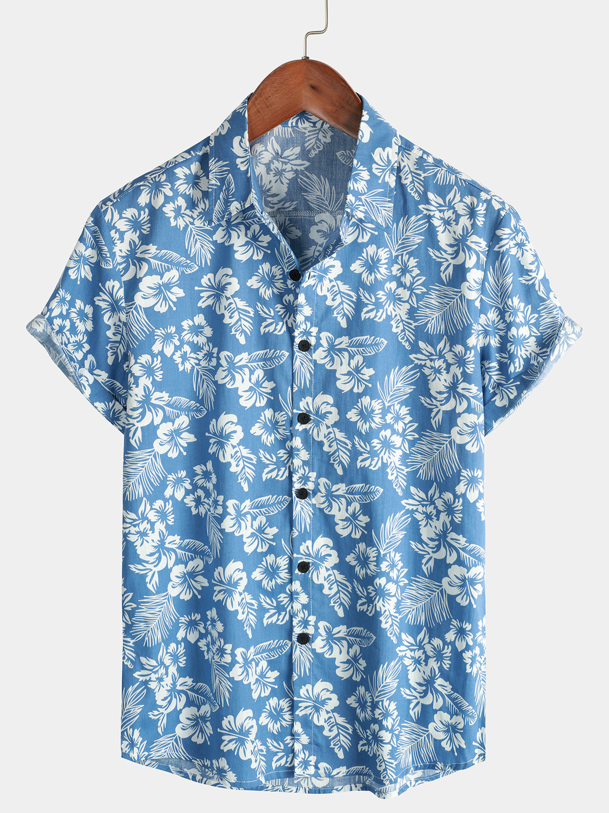 Herren Kurzarm Hawaii Resort Sommerhemd mit Blumenmuster