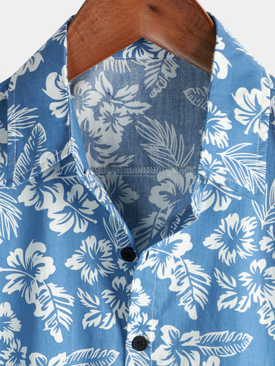 Herren Kurzarm Hawaii Resort Sommerhemd mit Blumenmuster