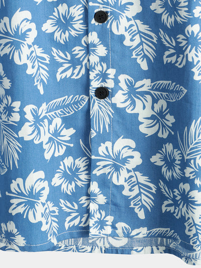 Herren Kurzarm Hawaii Resort Sommerhemd mit Blumenmuster