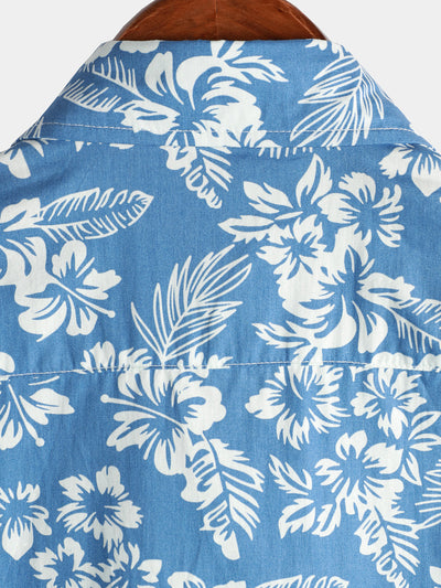 Herren Kurzarm Hawaii Resort Sommerhemd mit Blumenmuster