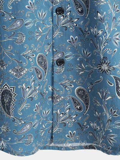 Herren Kurzärmliges Hawaii-Hemd mit Paisley-Blumenmuster