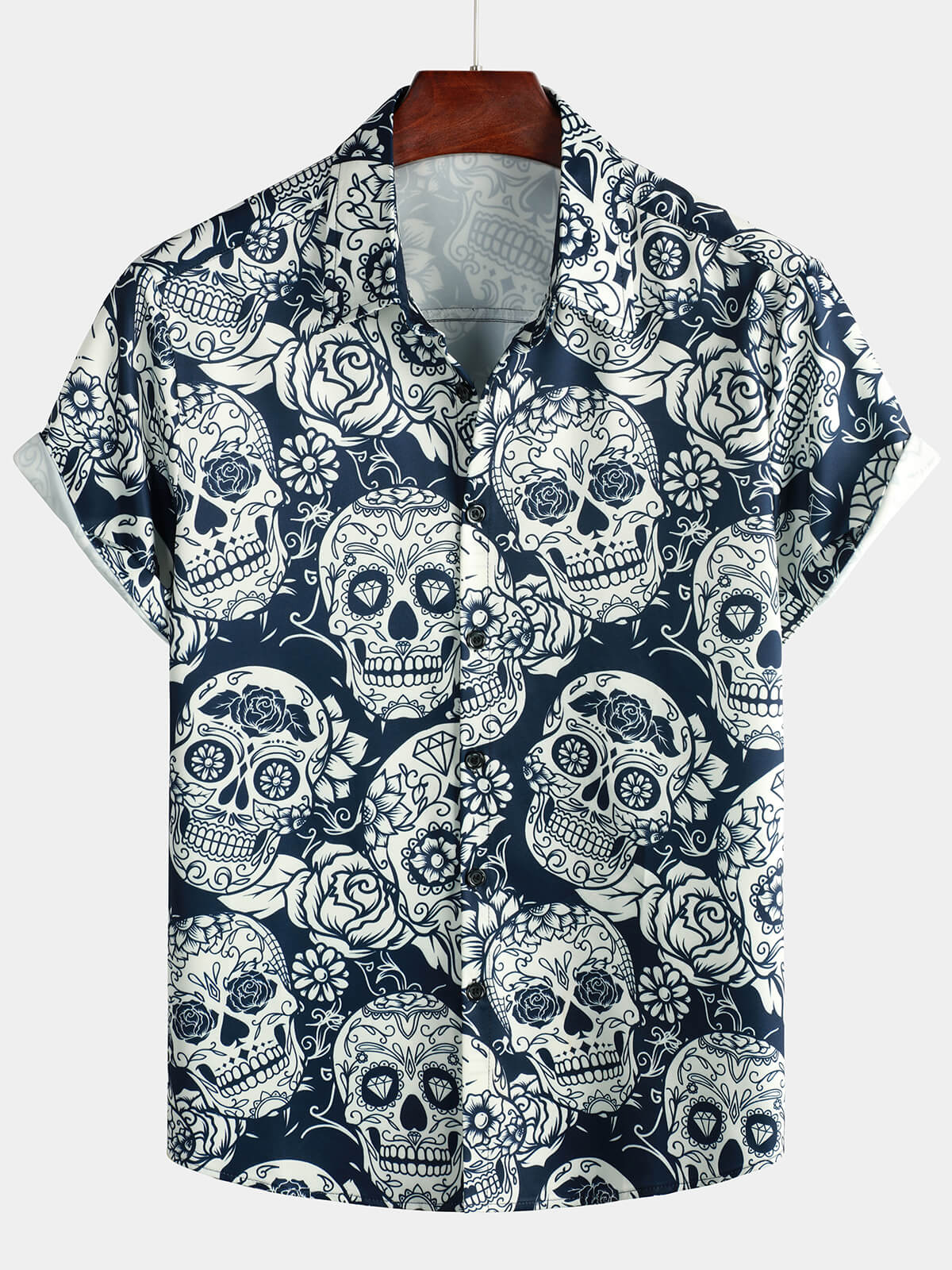 Herren Hemd mit Rock-Totenkopf-Print