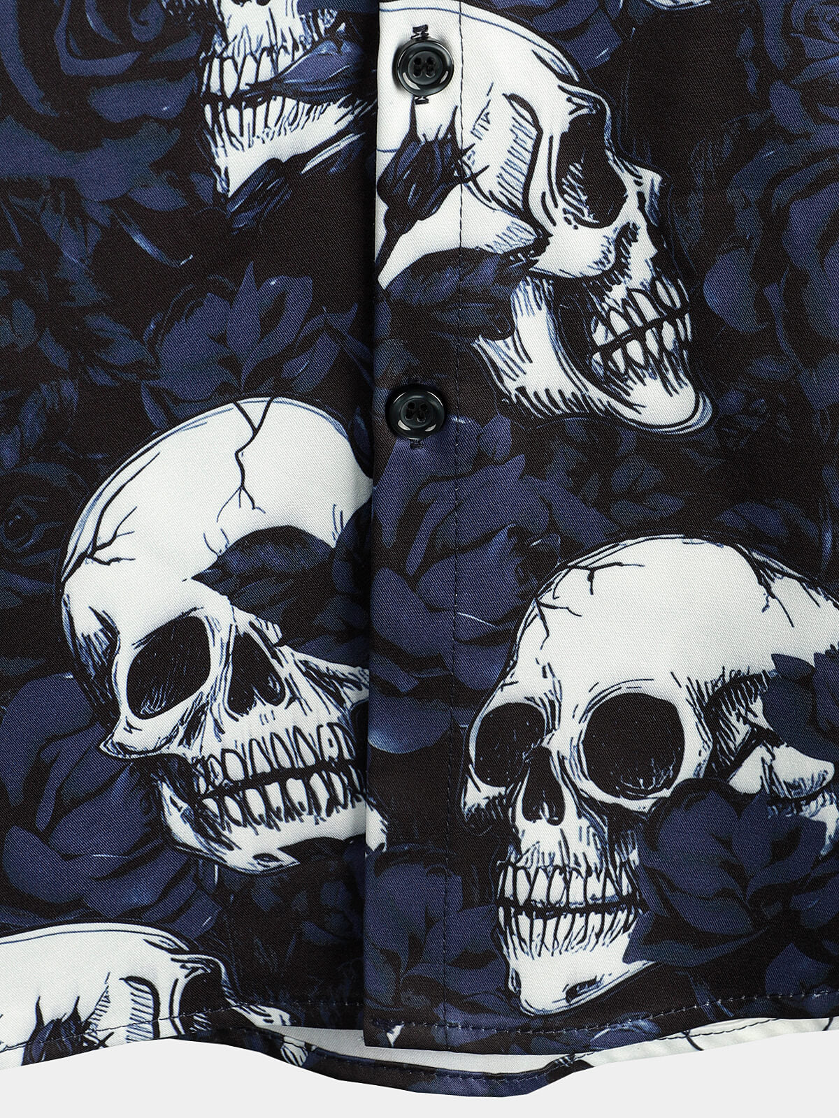 Herrenhemd mit Rock-Skull-Vintage-Rosen-Print