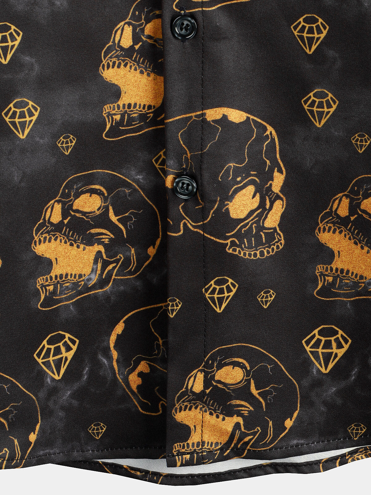 Herren Kurzärmliges Hemd mit Totenkopf-Diamant-Print