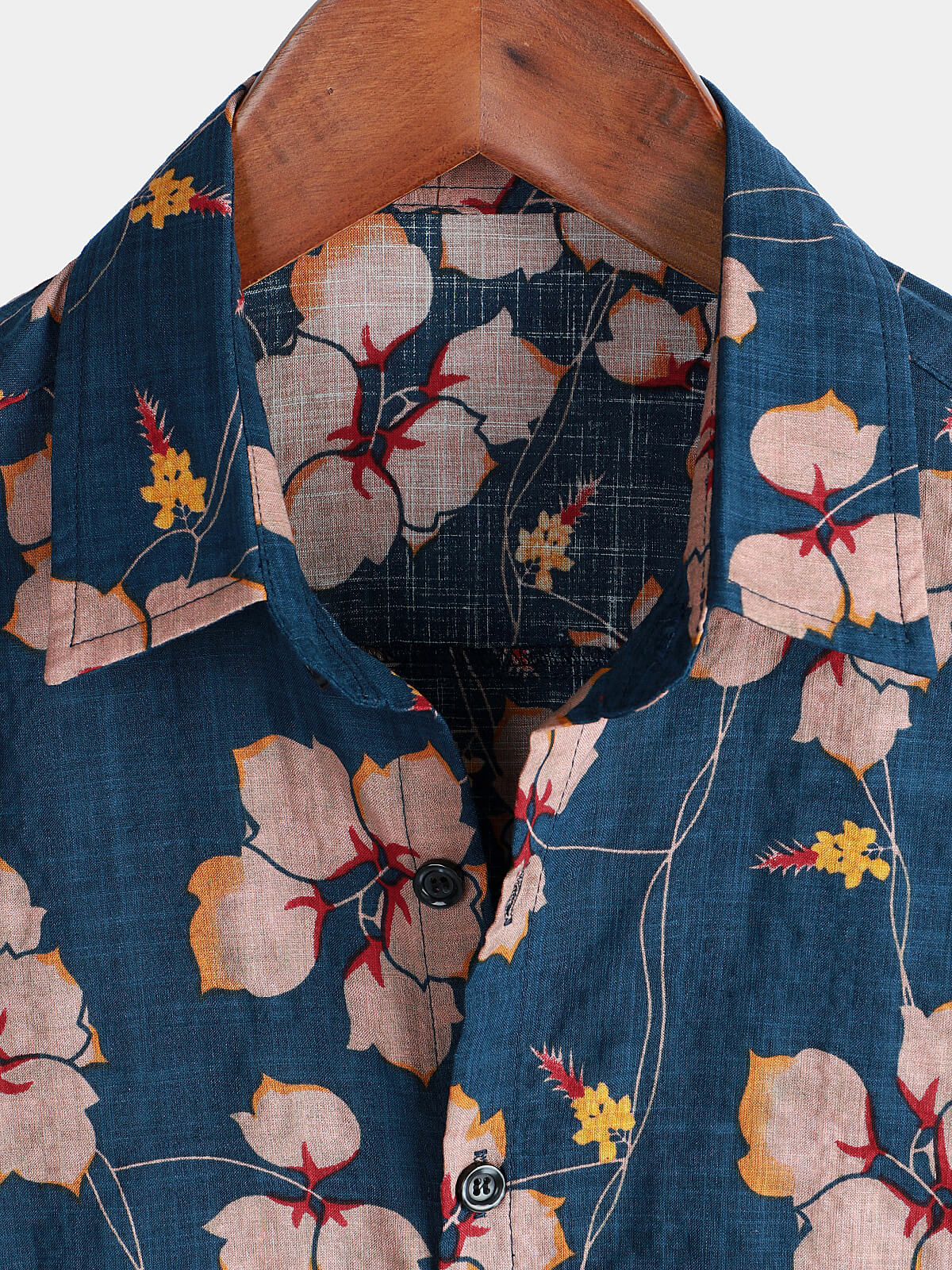 Herren Hawaiihemd aus Baumwolle mit Blumenmuster Blau