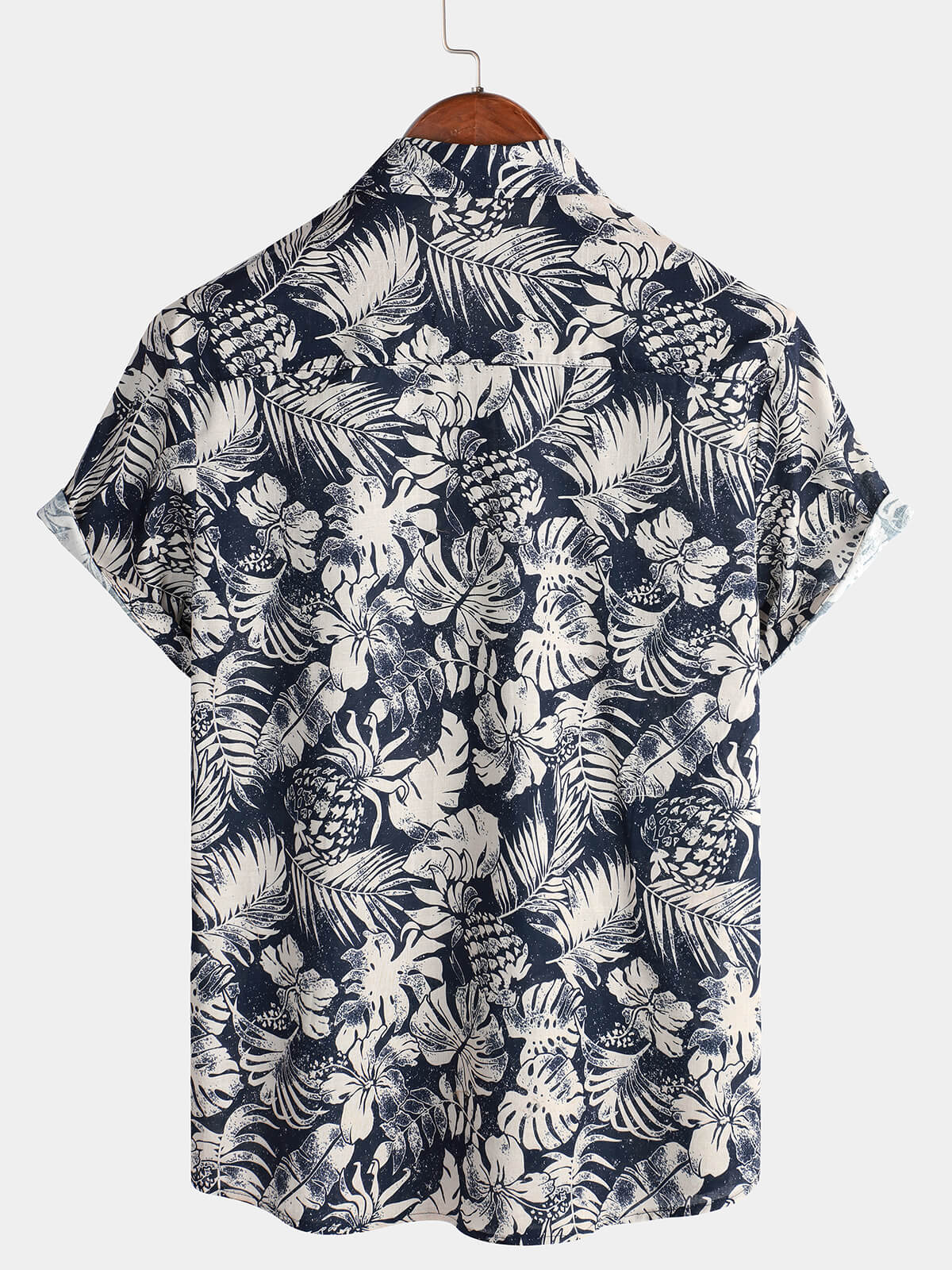 Herren Hawaii Blumenhemd Navy Blau