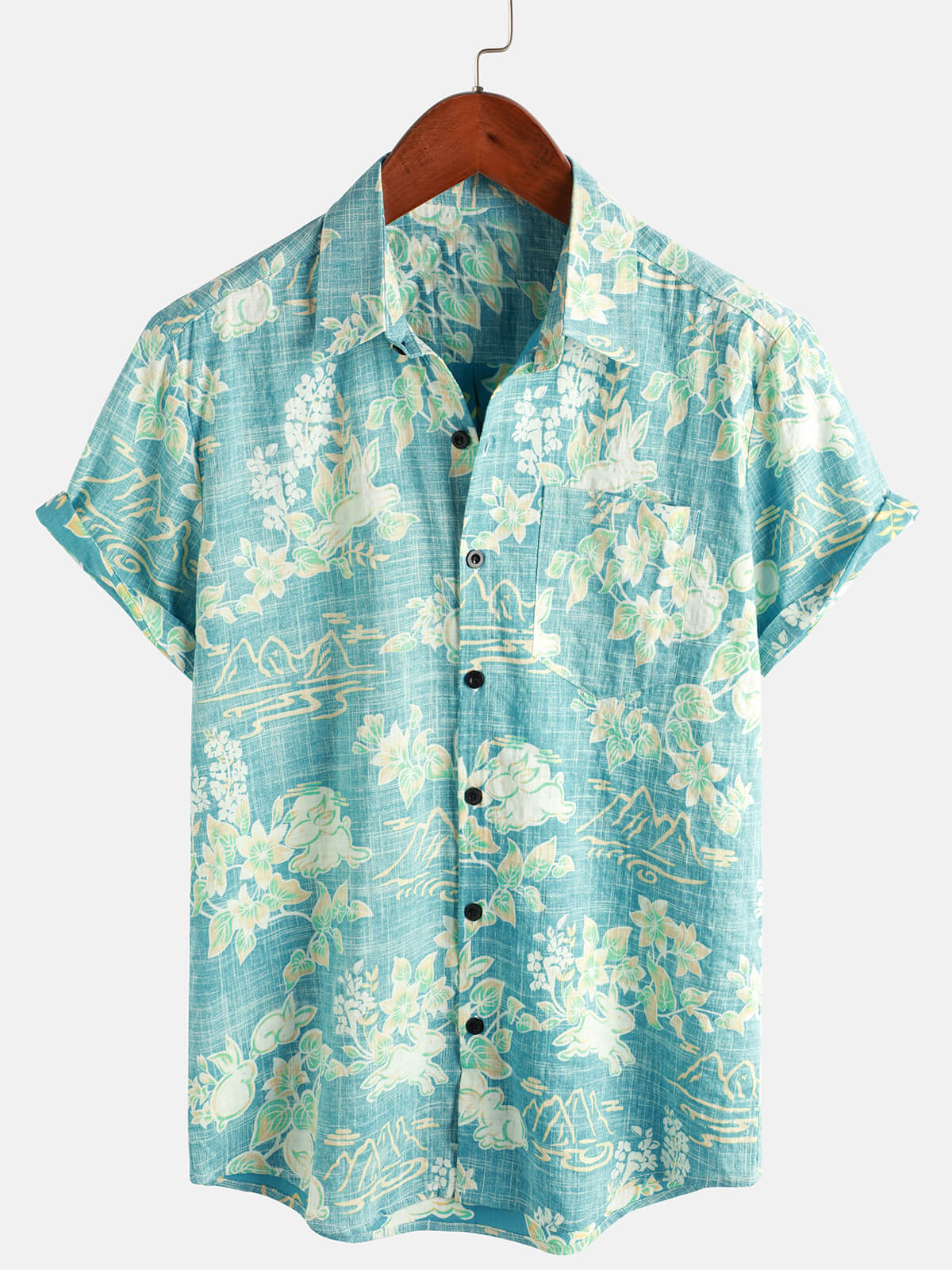 Herren Kurzarm Hawaii Resort Sommerhemd mit Blumenmuster