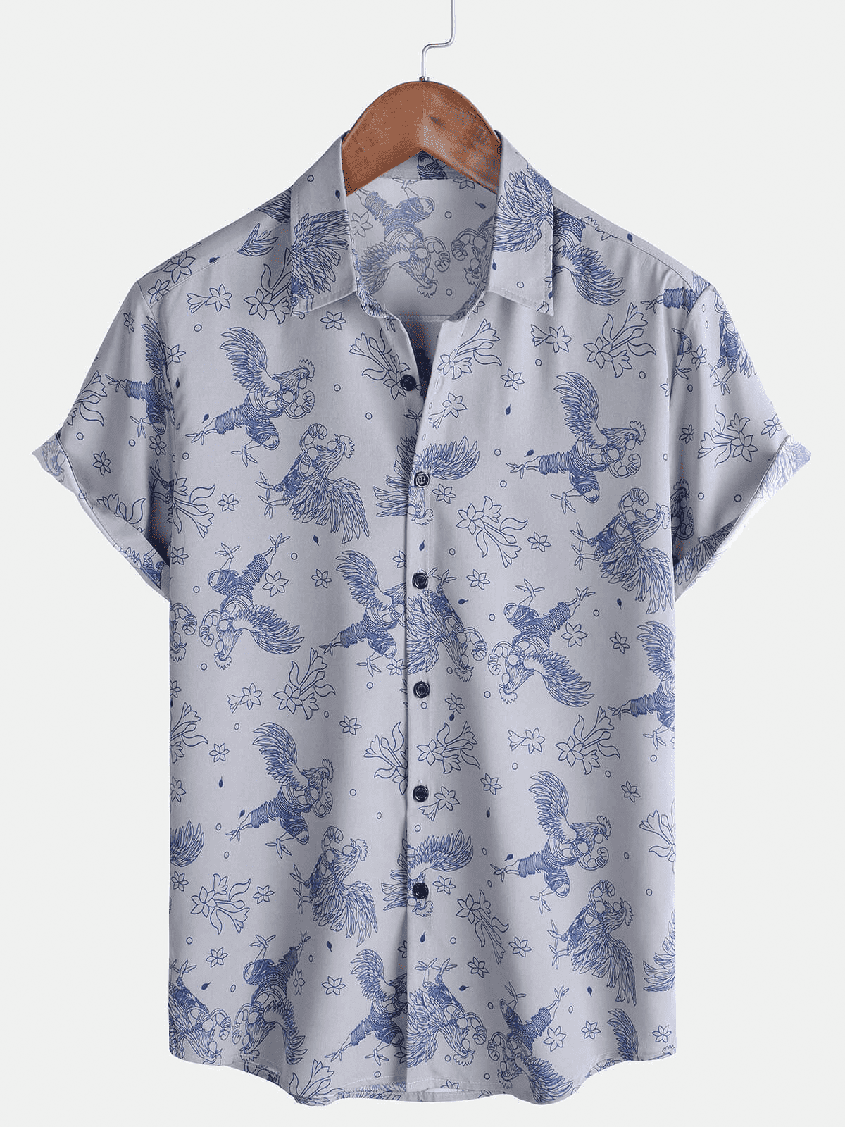 Lustiges hawaiianisches Gongfu-Hahn-Shirt für Herren