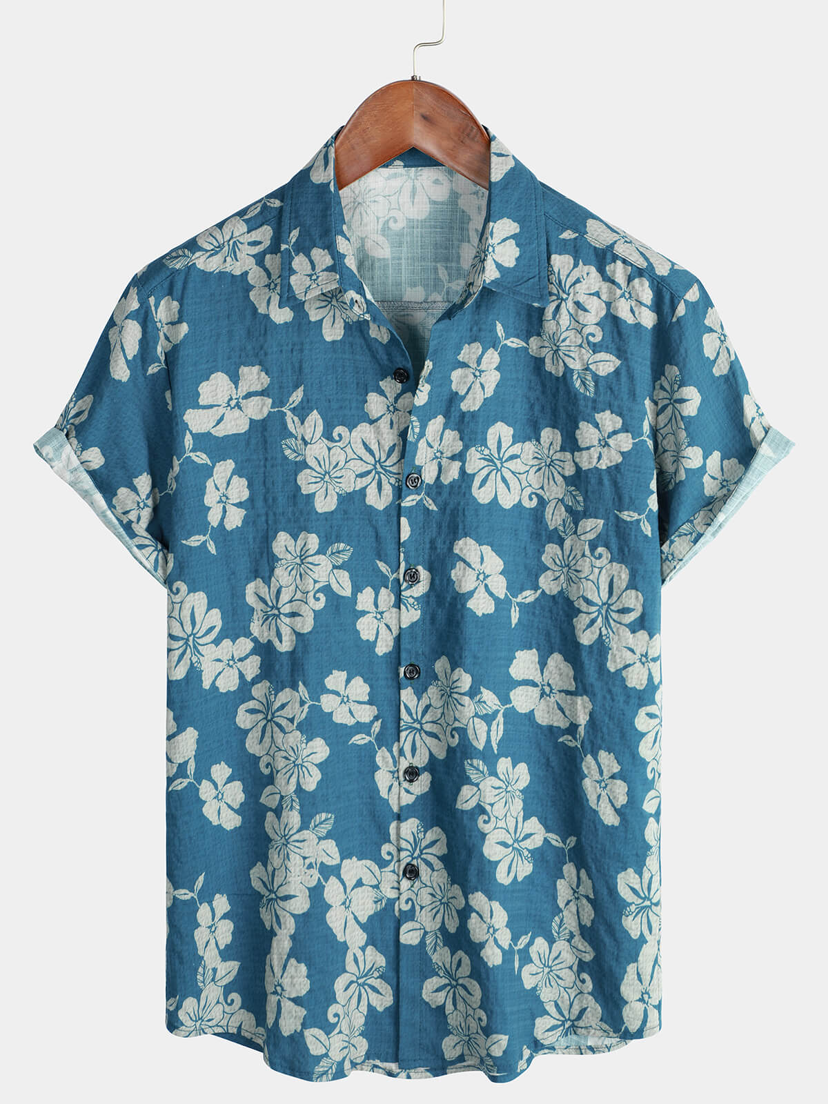 Herren-Hawaiihemd aus Baumwolle Blau