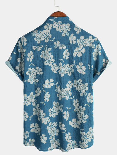 Herren-Hawaiihemd aus Baumwolle Blau