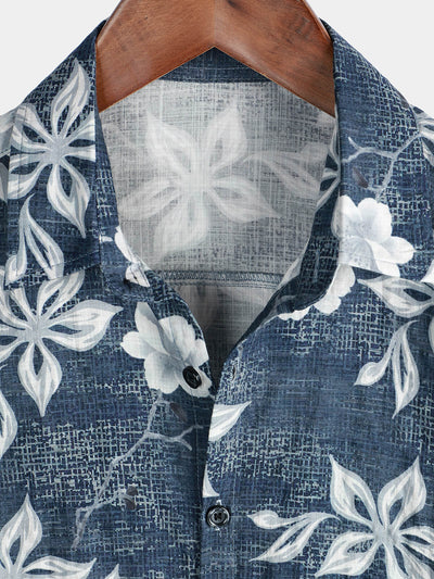 Herren-Hawaiihemd aus Baumwolle Blau