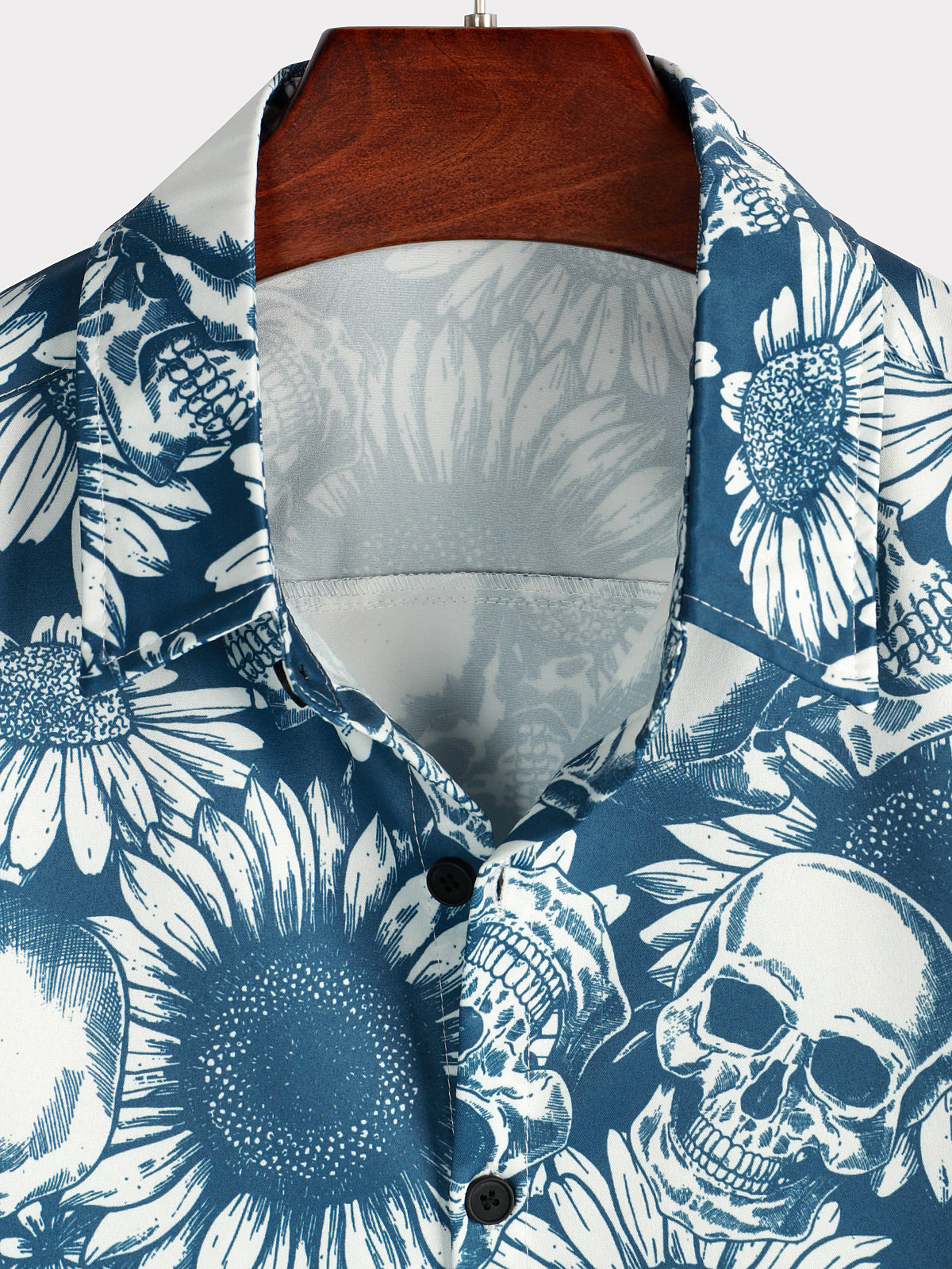 Herren Hawaiihemd mit Knöpfen Navy Blau