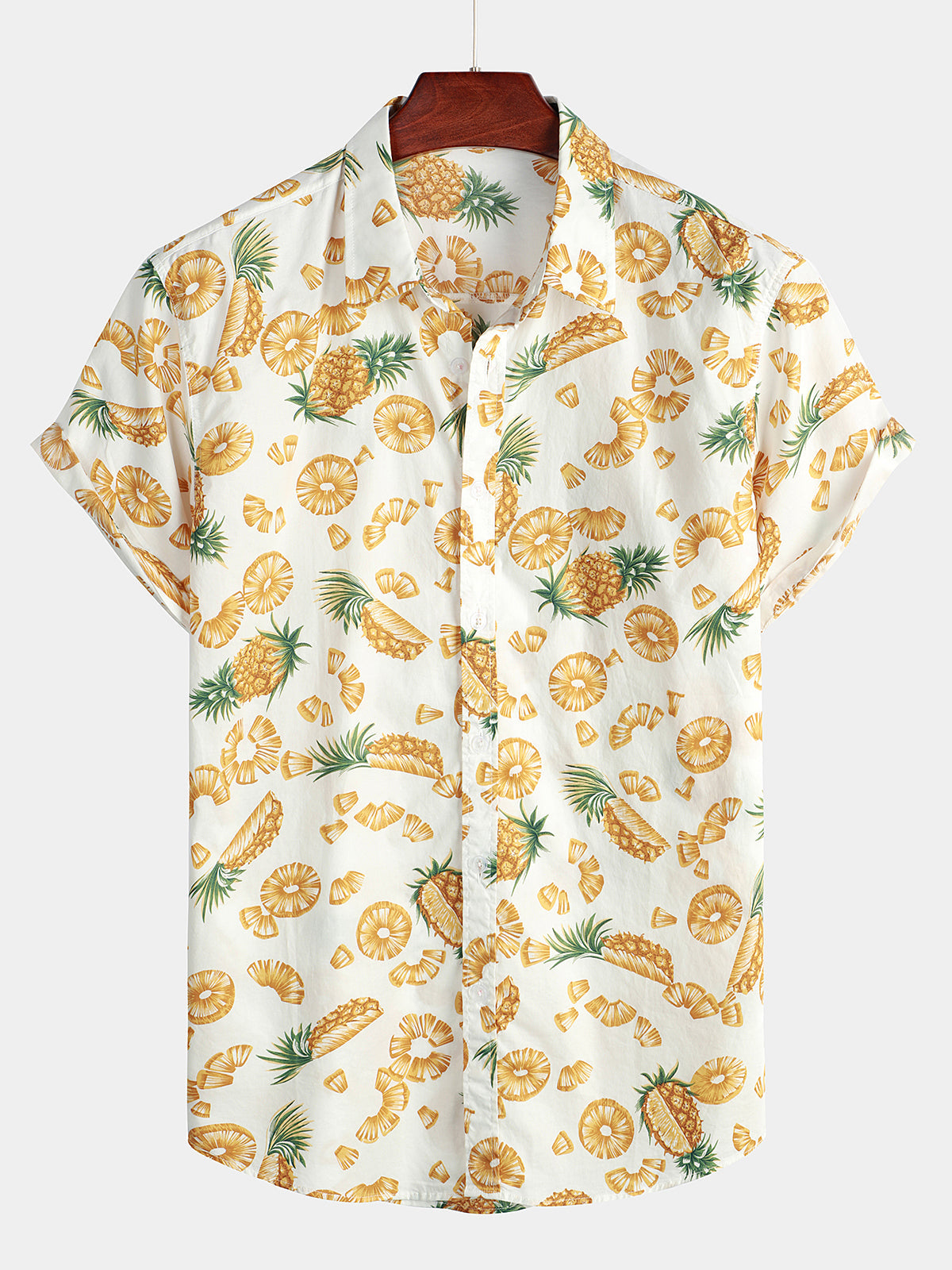 Herren Kurzärmliges Hawaiihemd mit Ananas-Print