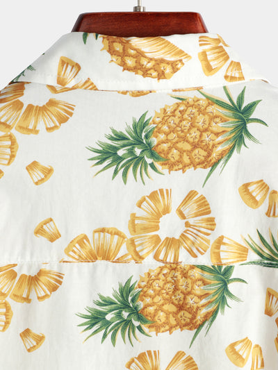 Herren Kurzärmliges Hawaiihemd mit Ananas-Print