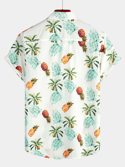 Herren Kurzärmliges Hawaiihemd mit Ananas-Print