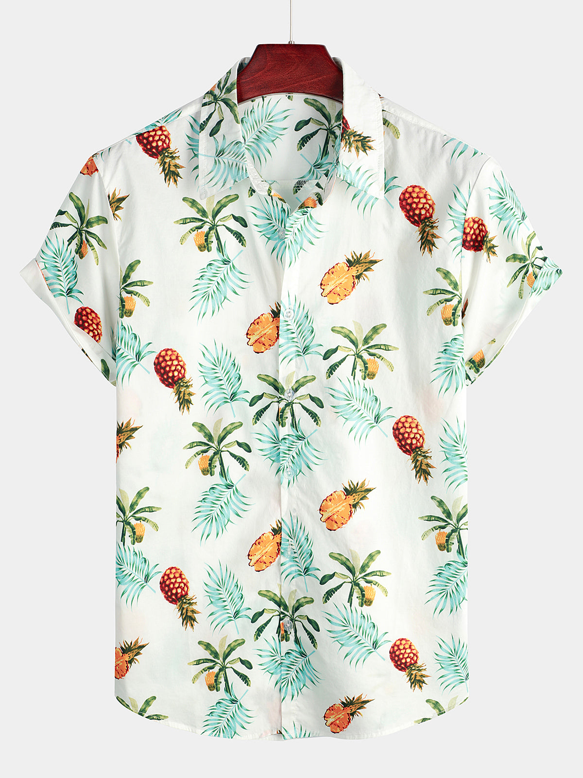 Herren Kurzärmliges Hawaiihemd mit Ananas-Print