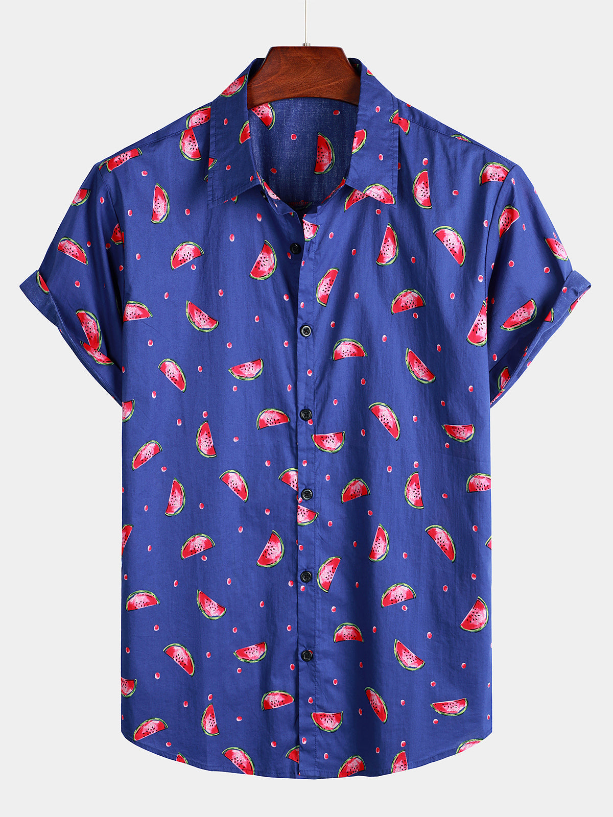 Kurzärmliges Hawaiihemd mit Wassermelonen-Print für Herren