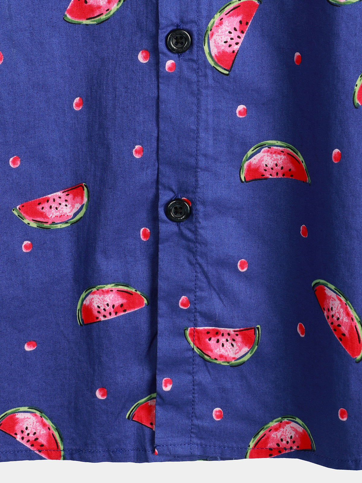 Kurzärmliges Hawaiihemd mit Wassermelonen-Print für Herren