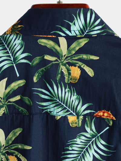 Herren Kurzärmliges Hawaiihemd mit Ananas-Print