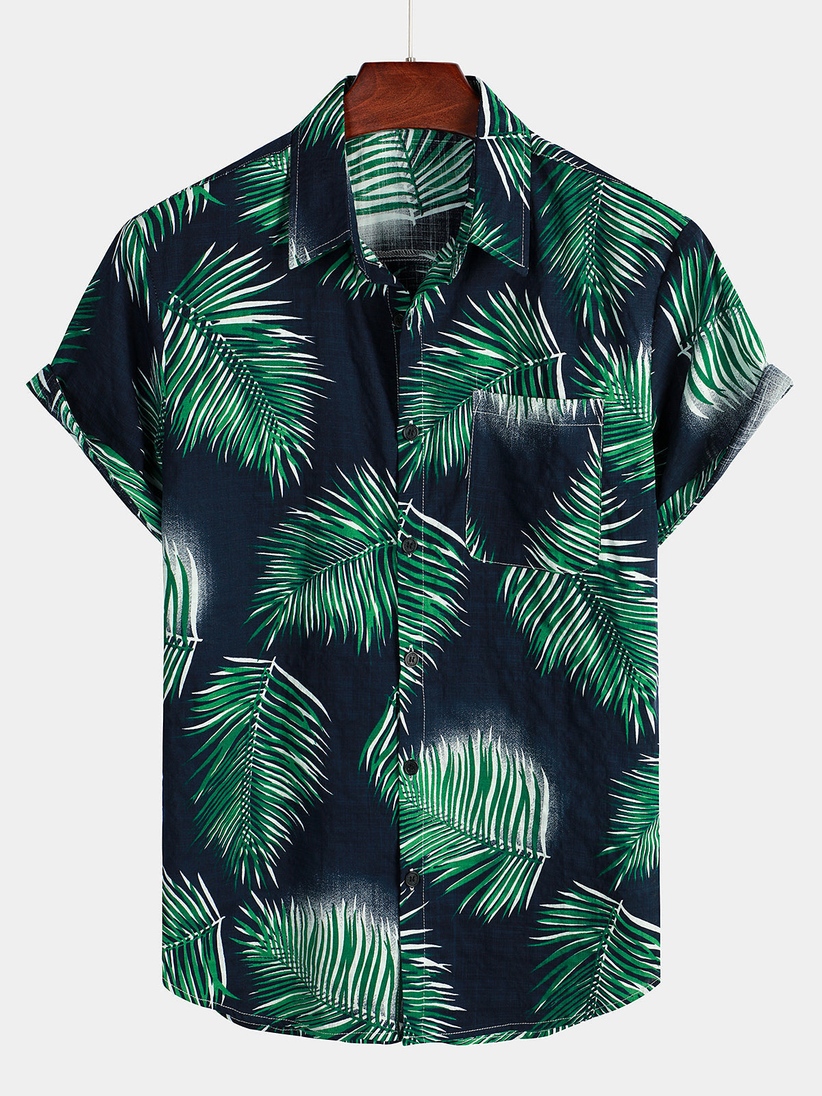 Herren Leaf Summer Tropical Kurzarm-Hawaiihemd