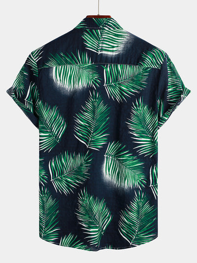 Herren Leaf Summer Tropical Kurzarm-Hawaiihemd