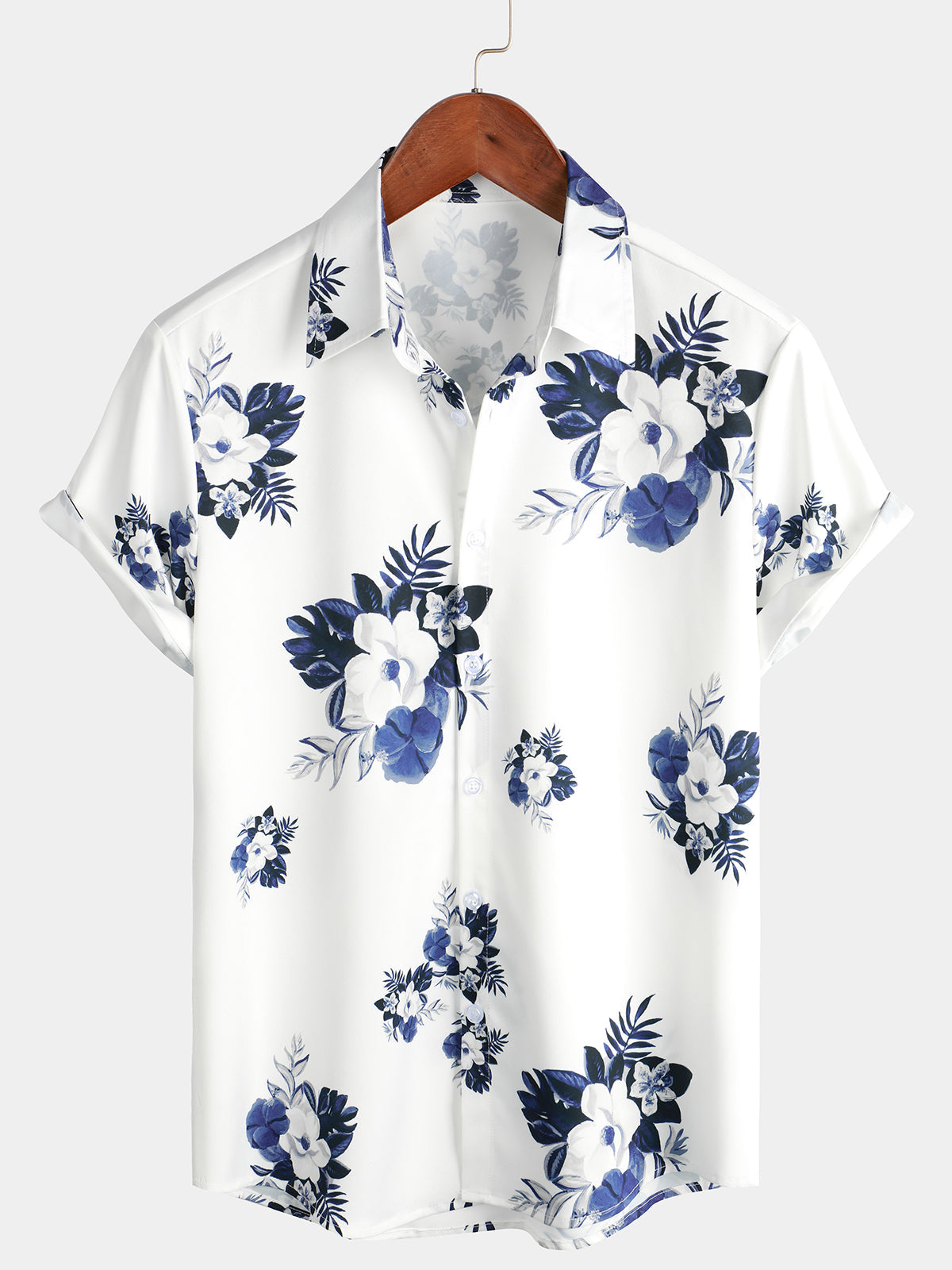 Herren Kurzarm Hawaii Resort Sommerhemd mit Blumenmuster