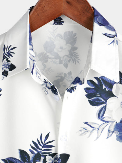 Herren Kurzarm Hawaii Resort Sommerhemd mit Blumenmuster