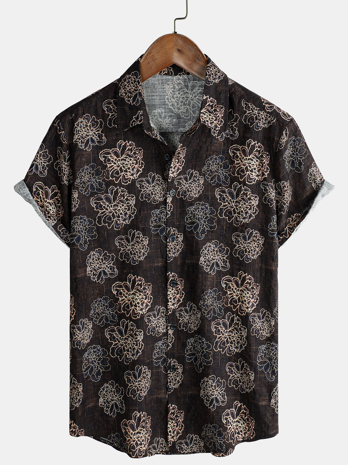 Camicia floreale vintage da uomo a maniche corte