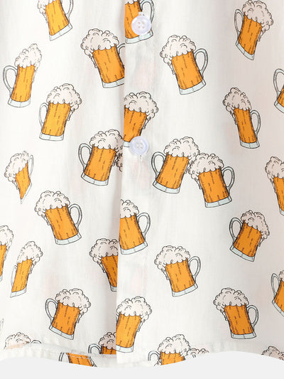 Herren Lässiges Kurzarmhemd mit Bier-Print