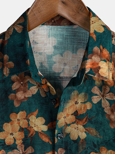 Camicia floreale vintage da uomo a maniche corte