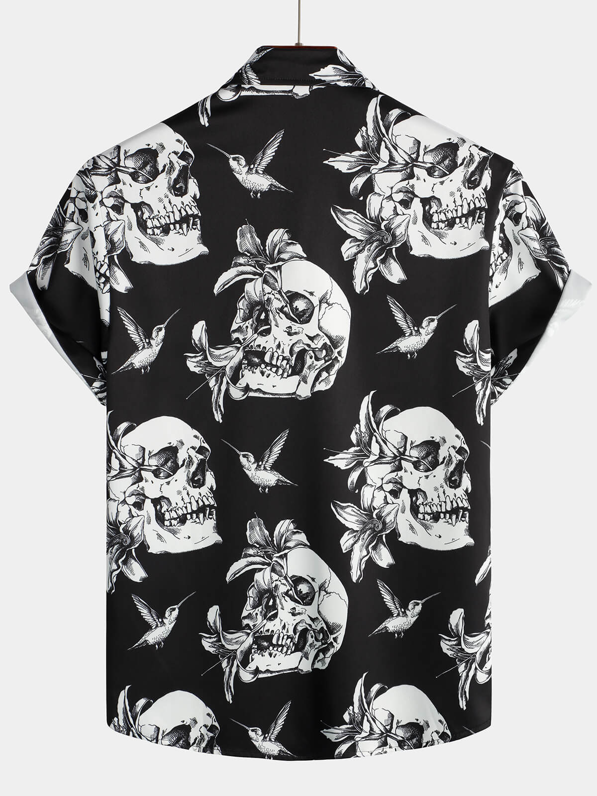 Herren Kurzarm Hemd mit Totenkopf-Print