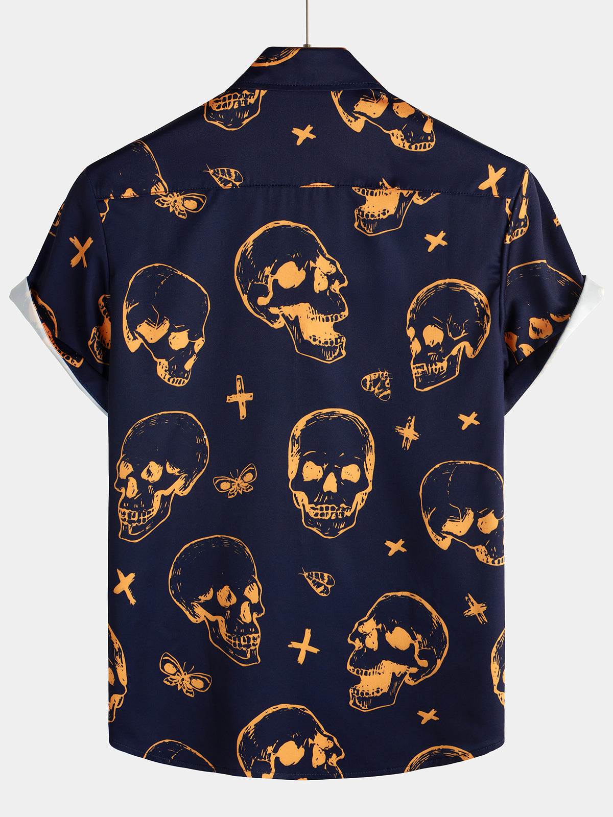 Herren Kurzarm Hemd mit Totenkopf-Print