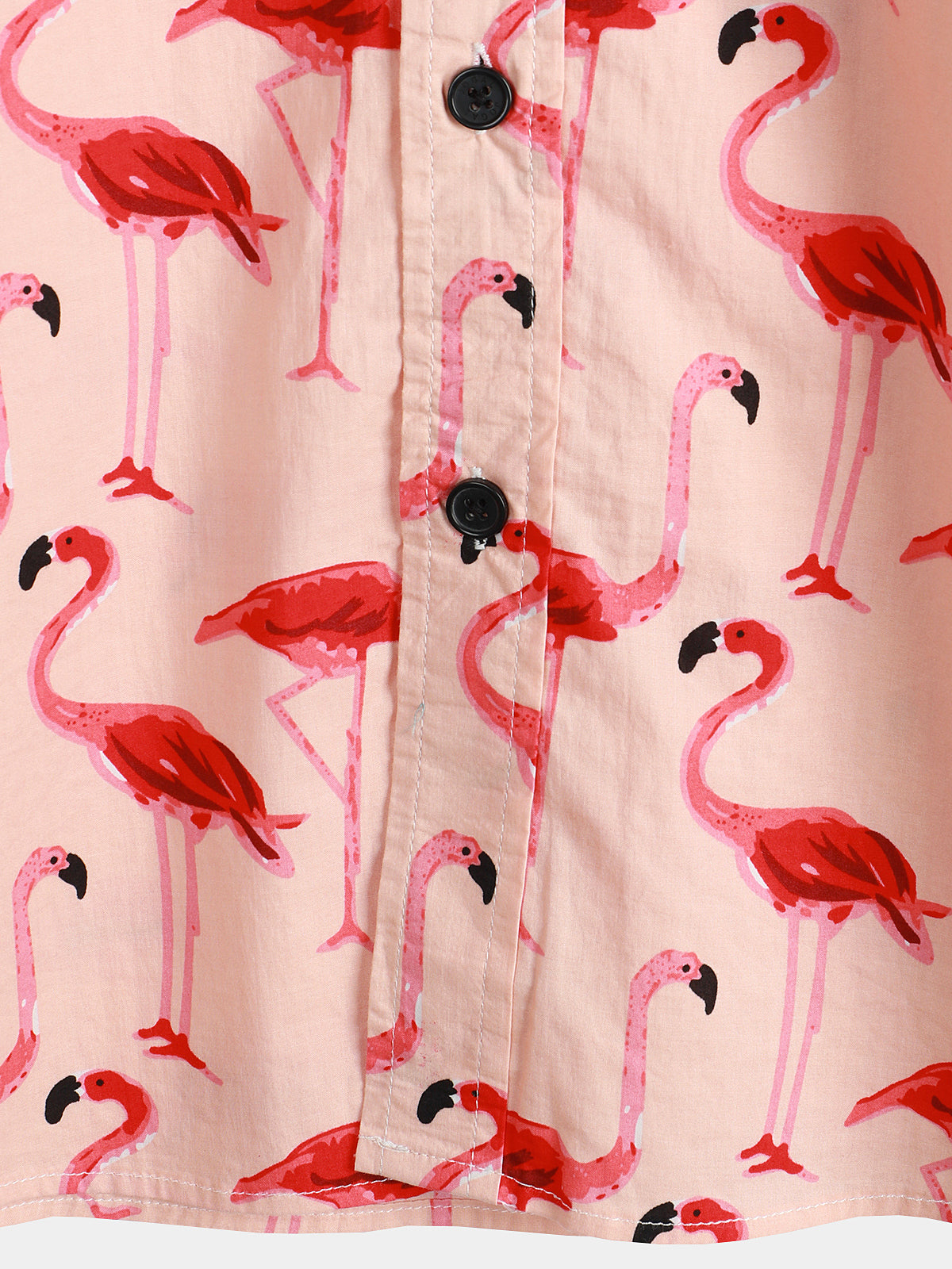 Herren Kurzarm-Hawaiihemd mit Flamingo-Print Rosa