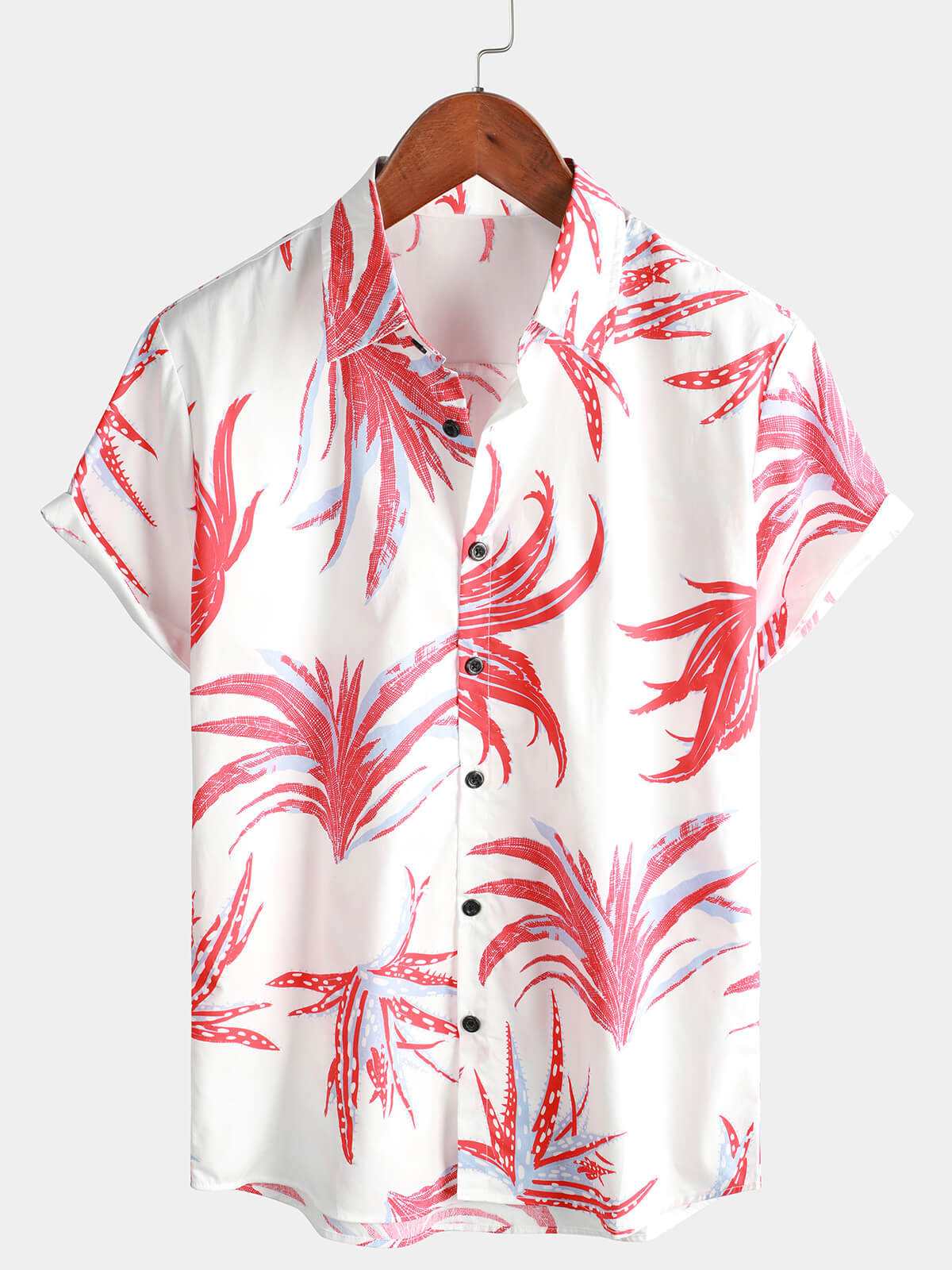 Herren Kurzärmliges Hawaiihemd mit Blumenmuster