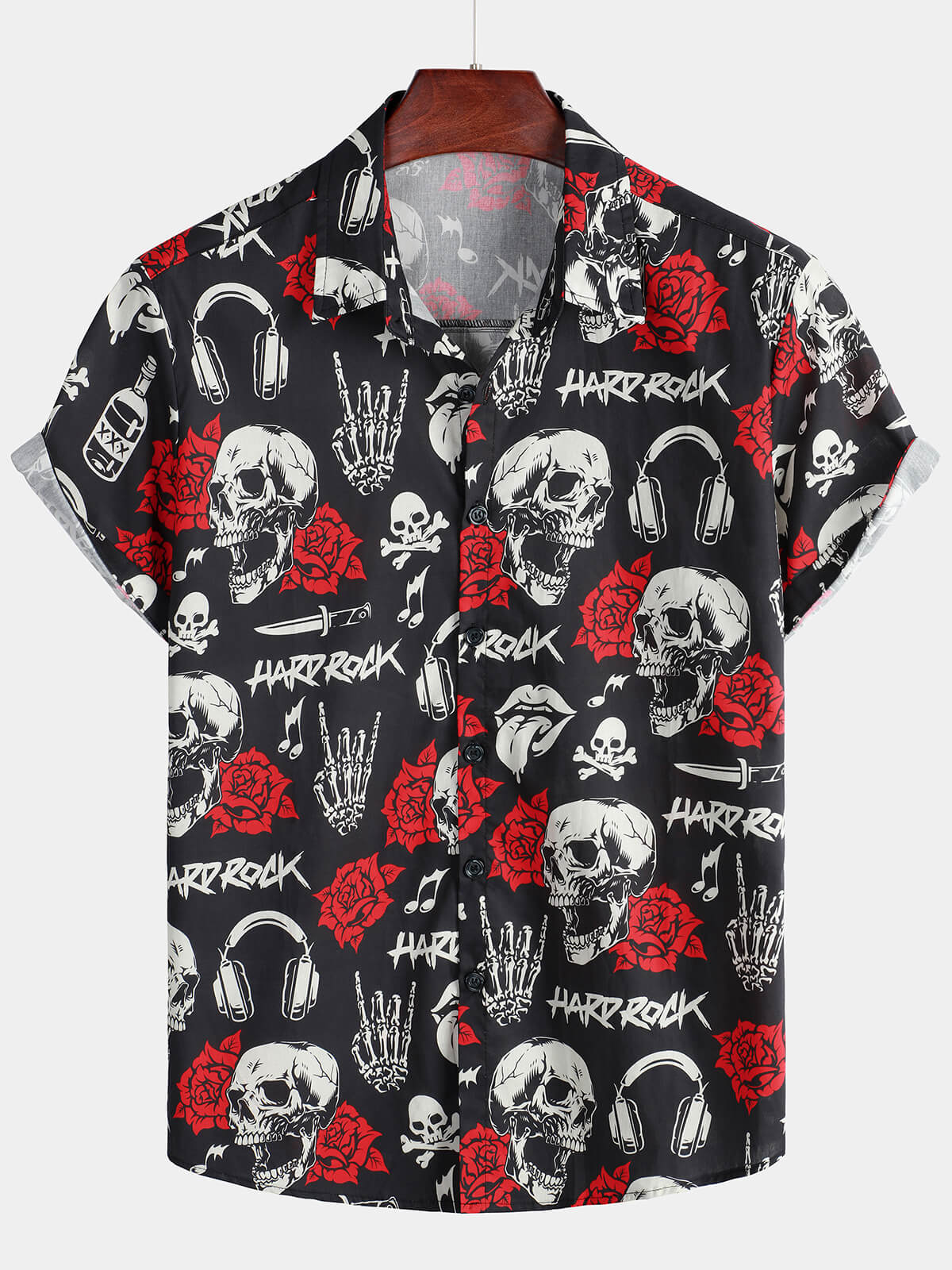 Herren Skull Punk Rocker Coole Rockmusik Hemd