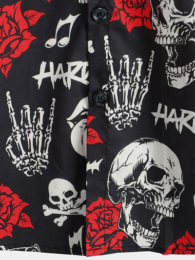 Herren Skull Punk Rocker Coole Rockmusik Hemd